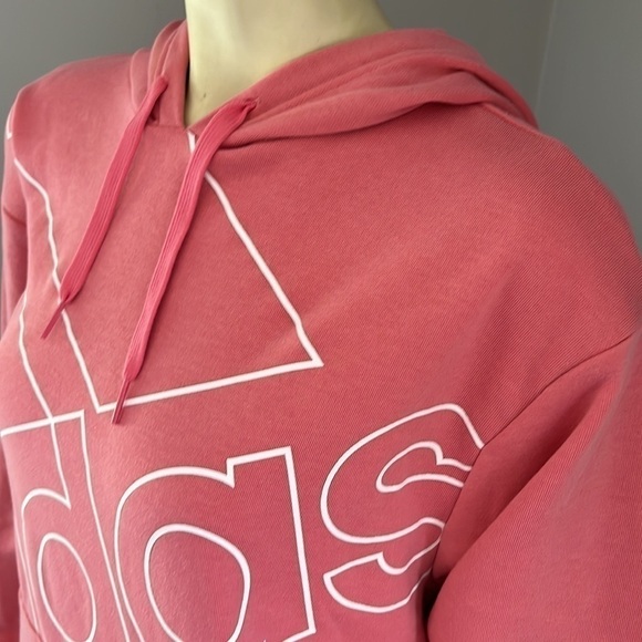 ADIDAS Women’s Giant Logo Hoodie Graphic Sweatshirt Pink White M - Picture 4 of 16